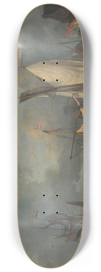 Jan Claesz. Rietschoof - A Storm (Ships in the Harbor in a Stiff Breeze) 8.25 inch art skate deck