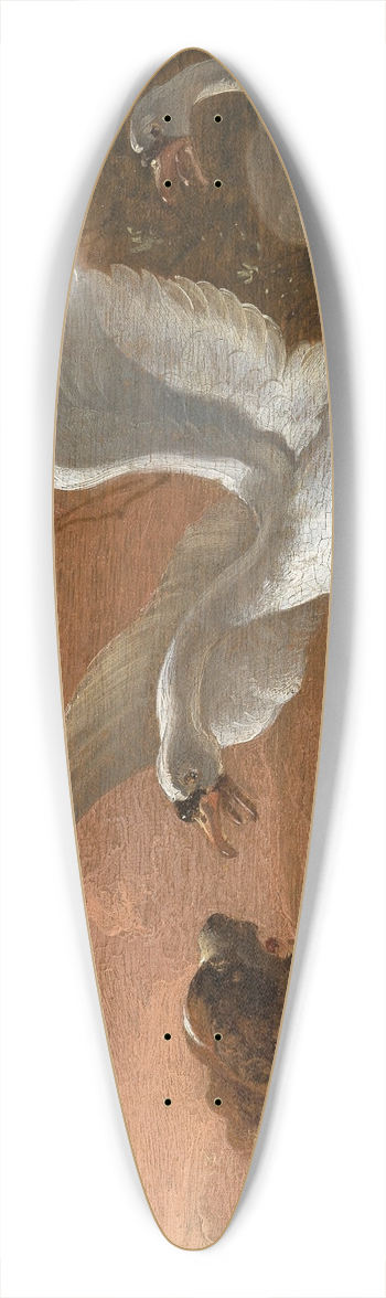 Abraham Hondius - A swan attacking a dog 39.3 inch art pintail longboard deck