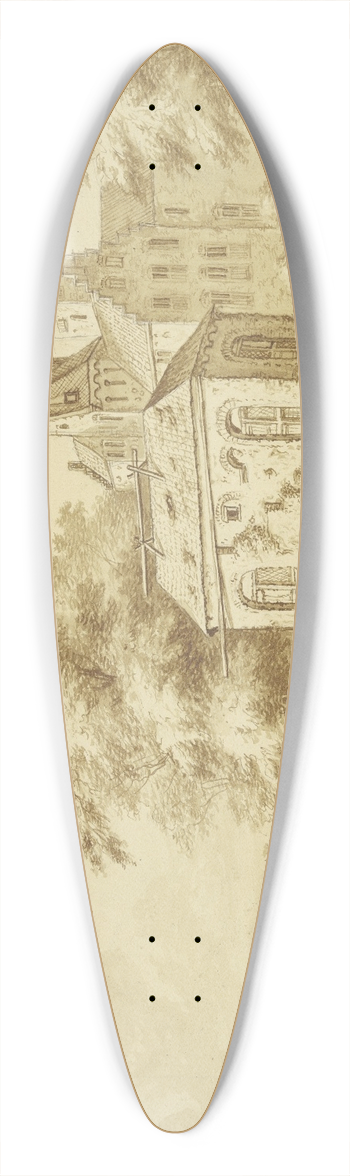 Abraham Rademaker - City gate with portcullis 39.3 inch art pintail longboard deck