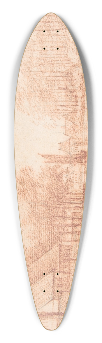 Abraham Rutgers - River Scene 39.3 inch art pintail longboard deck