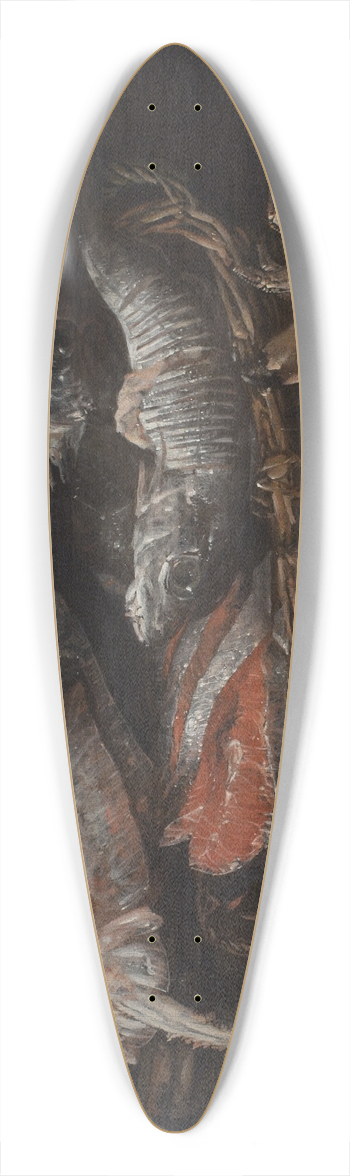 Abraham van Beyeren - Still Life With Fish On A Stone Table 39.3 inch art pintail longboard deck