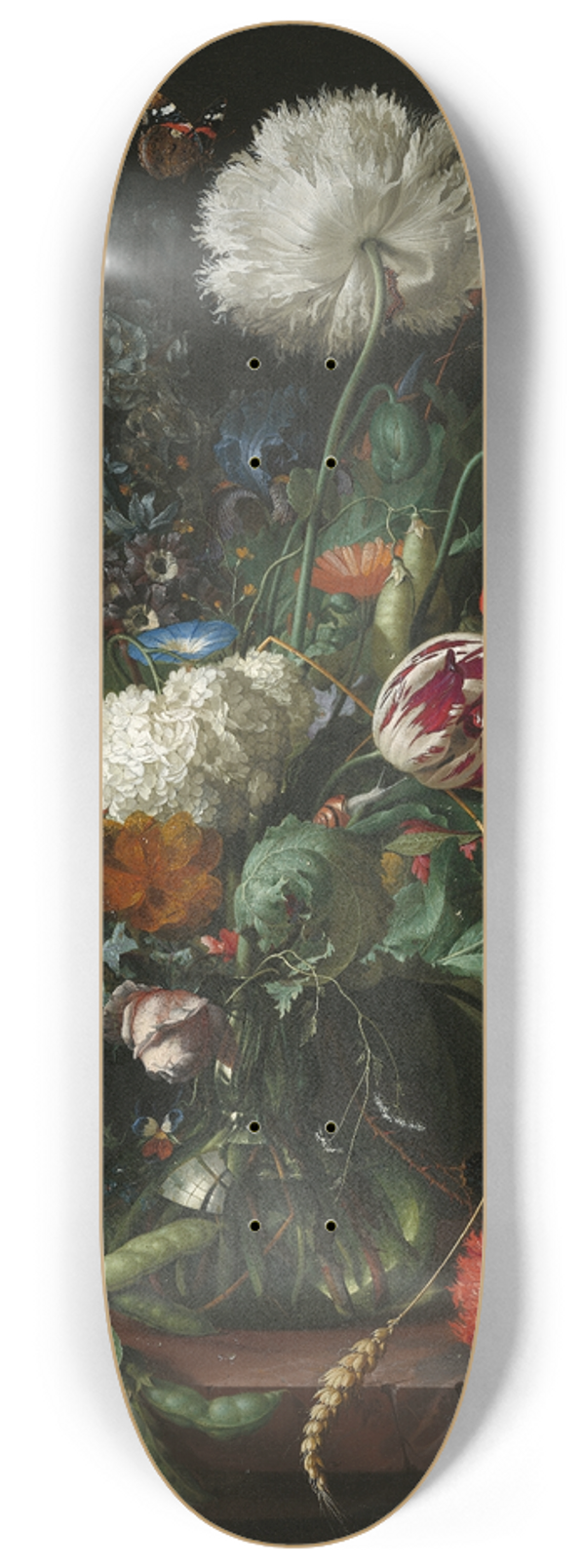 Jan Davidsz de Heem - Vase of Flowers 8.25 inch art skate deck