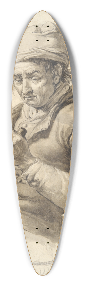 Abraham Van Strij - Seated Man withStick 39.3 inch art pintail longboard deck