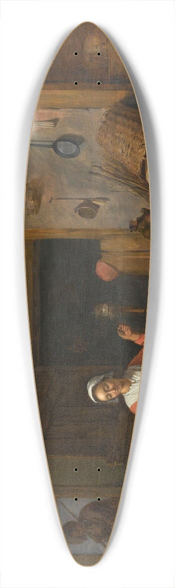 Abraham Willemsens - Interior with a mother spinning yarn by a cradle 39.3 inch art pintail longboard deck