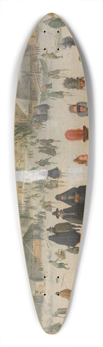 Adam van Breen - Landscape with Skaters 39.3 inch art pintail longboard deck