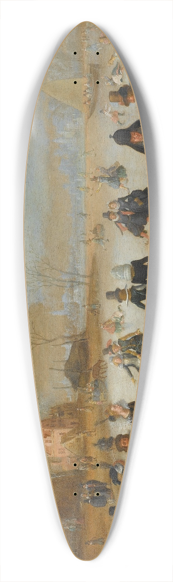 Adam van Breen - Winter Landscape with Skaters 39.3 inch art pintail longboard deck