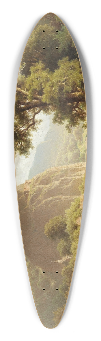Adolf Chwala - A Lake Landscape 39.3 inch art pintail longboard deck