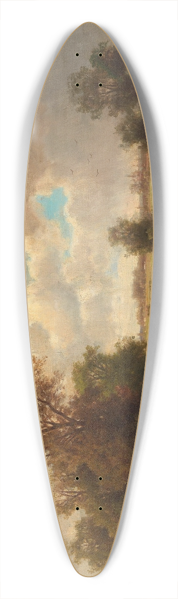 Adolf Chwala - Open Landscape With Pond 39.3 inch art pintail longboard deck