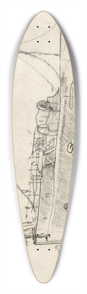 Adolf le Comte - Grote zeilboot aangemeerd bij de kade 39.3 inch art pintail longboard deck