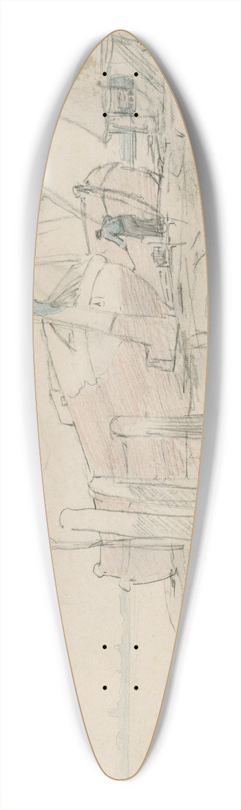 Adolf le Comte - Het teren van aangemeerde zeilboten 39.3 inch art pintail longboard deck