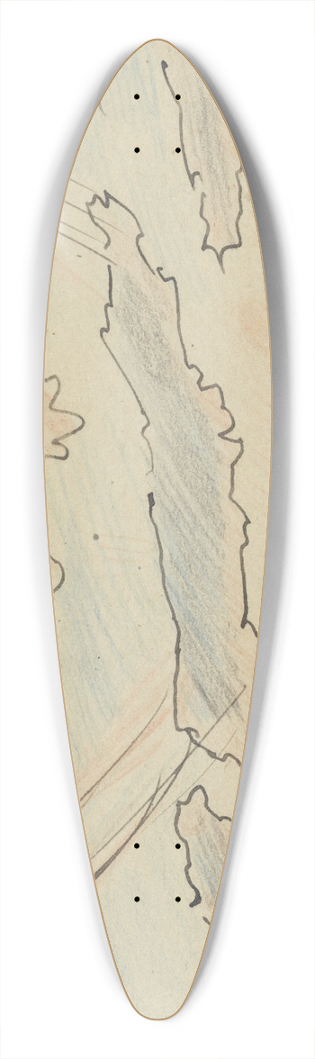 Adolf le Comte - Wolkenstudie met zon 39.3 inch art pintail longboard deck