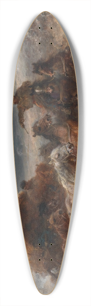 Adolf Schreyer - Geldings In A Winter Landscape 39.3 inch art pintail longboard deck