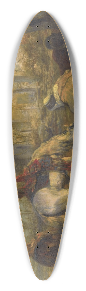 Adolf Schreyer - Two Reclining Arabs and Two Tethered Horses 39.3 inch art pintail longboard deck