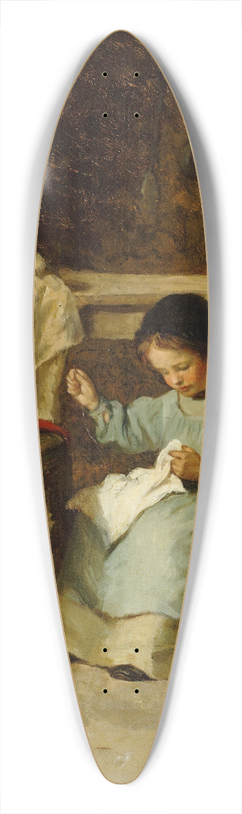 Adolf Von Becker - Girl Sewing 39.3 inch art pintail longboard deck