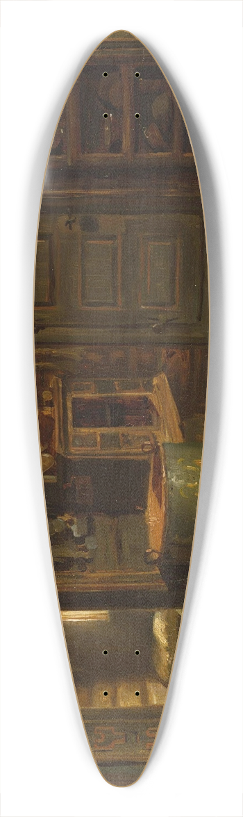 Adolph Tidemand - Farm Interior from Gulsvik in Hallingdal 39.3 inch art pintail longboard deck
