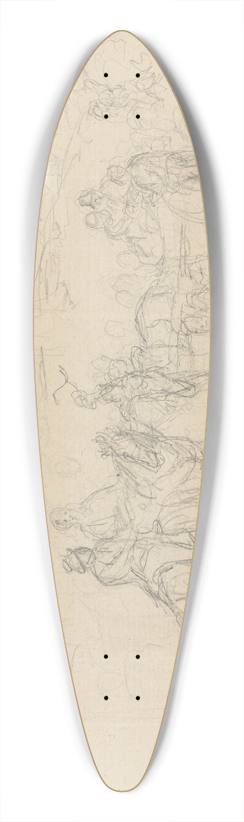 Adolph Tidemand - Figruscene med ryttere 39.3 inch art pintail longboard deck