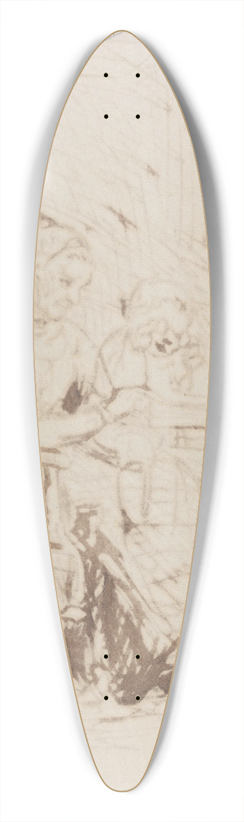 Adolph Tidemand - Gammel kvinne leser for gutt 39.3 inch art pintail longboard deck