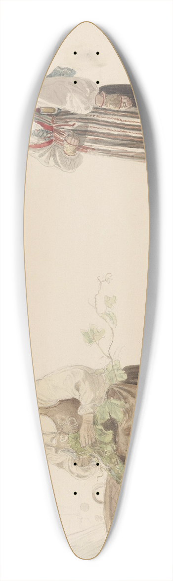 Adolph Tidemand - Kone som plukker ekeblader og Kari Andersdatter 39.3 inch art pintail longboard deck
