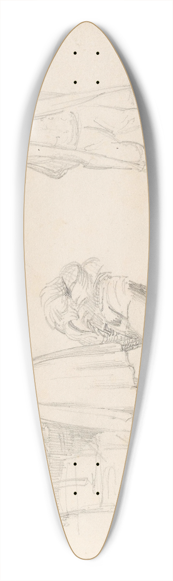 Adolph Tidemand - Laundry; standing human figure 39.3 inch art pintail longboard deck