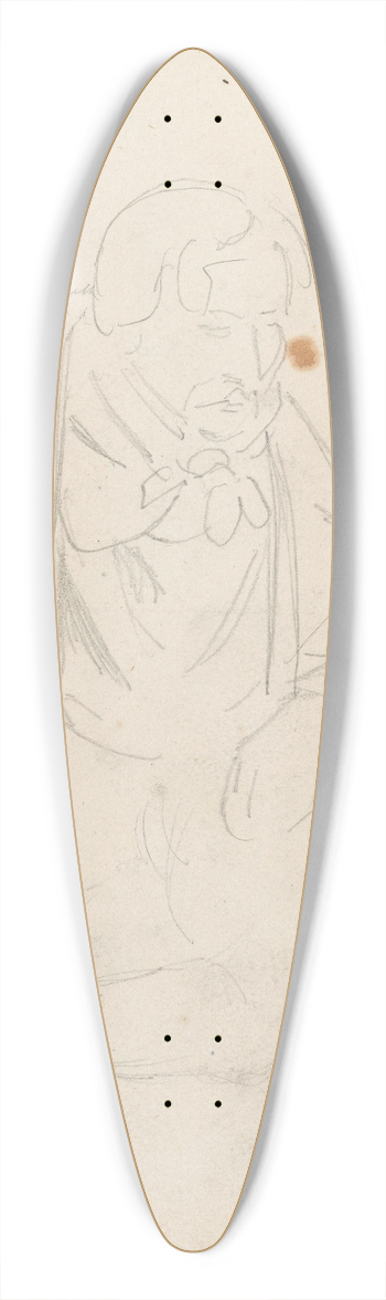 Adolph Tidemand - Mannsfigur; foldede hender p et kne 39.3 inch art pintail longboard deck
