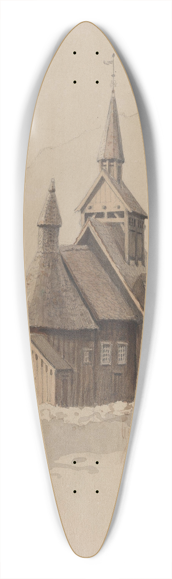 Adolph Tidemand - Nes kirke 39.3 inch art pintail longboard deck