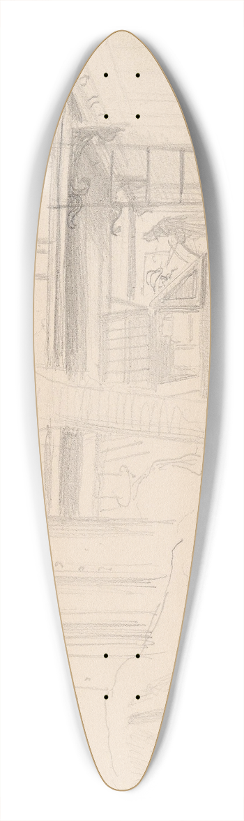 Adolph Tidemand - On the ships deck 39.3 inch art pintail longboard deck