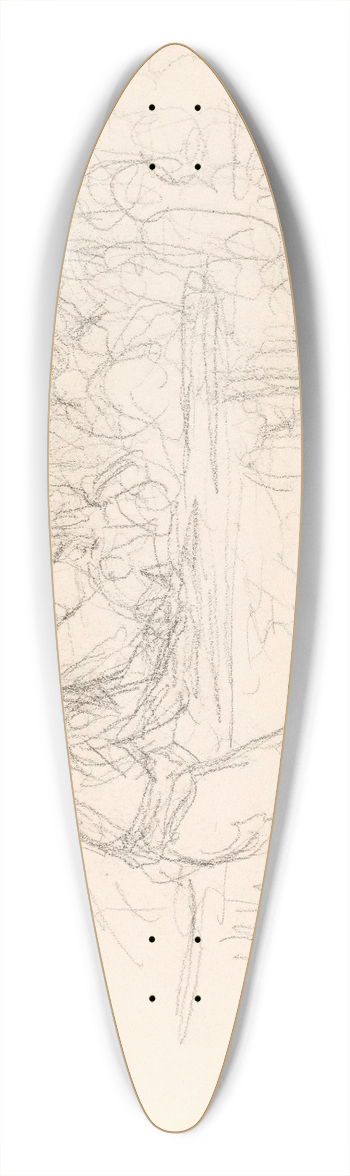 Adolph Tidemand - Riss av figurscene 39.3 inch art pintail longboard deck