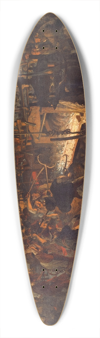 Adolph von Menzel - The Iron Rolling Mill (Modern Cyclopes) 39.3 inch art pintail longboard deck