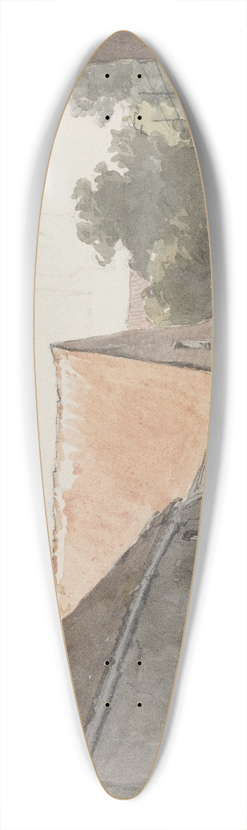 Adrianus Eversen - Gezicht op een straatje te Harderwijk 39.3 inch art pintail longboard deck