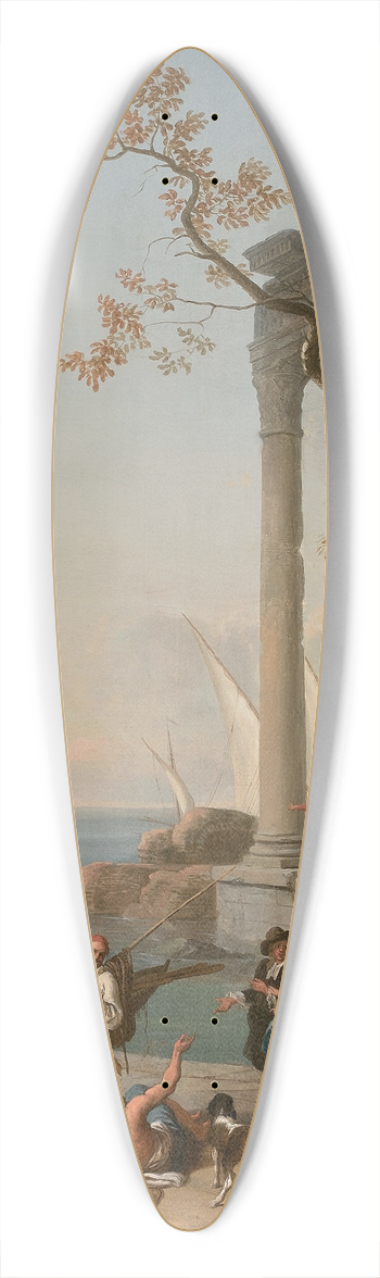 Adrien Manglard - Rivage mditerranen anim de marchands 39.3 inch art pintail longboard deck