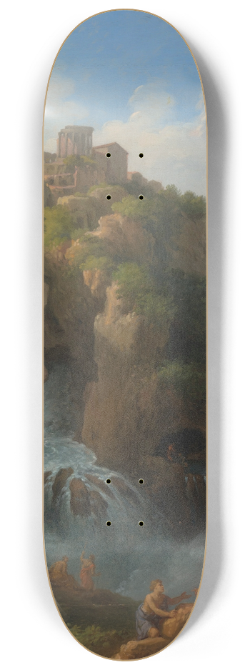Jan Frans Van Bloemen - The falls of Tivoli with the Temple of the Sibyl and figures resting in the foreground 8.25 inch art skate deck