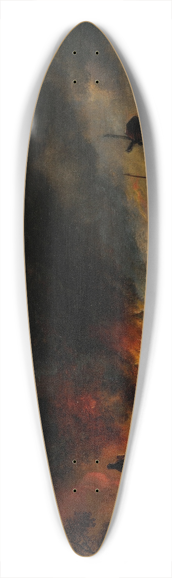 Aert van der Neer - Fire in a village at night 39.3 inch art pintail longboard deck