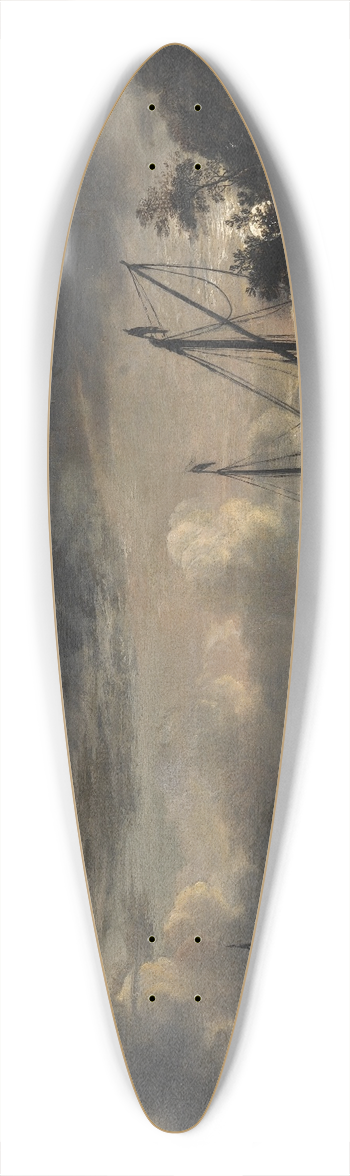 Aert van der Neer - River Landscape in Moonlight 39.3 inch art pintail longboard deck