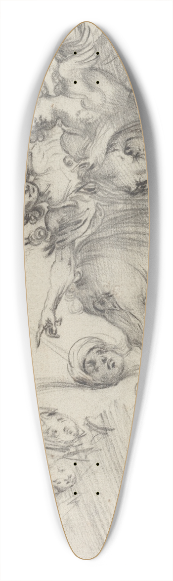 After Jacques Bellange - Figures on Horseback (verso) 39.3 inch art pintail longboard deck