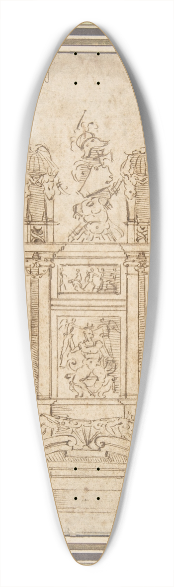 After Michelangelo Buonarroti - Architectural Study 39.3 inch art pintail longboard deck