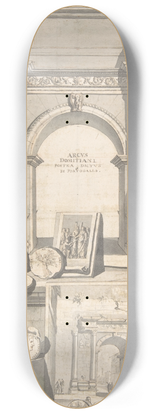 Jan Goeree - A Reconstruction of the Arch of Domitian (above) and View the Ruins (below) 8.25 inch art skate deck