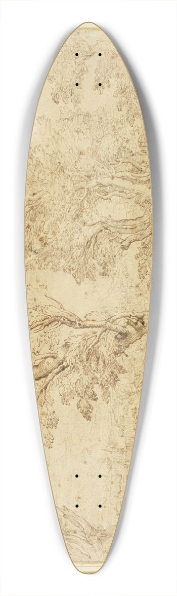 Agostino Carracci - Rest on the Flight into Egypt 39.3 inch art pintail longboard deck