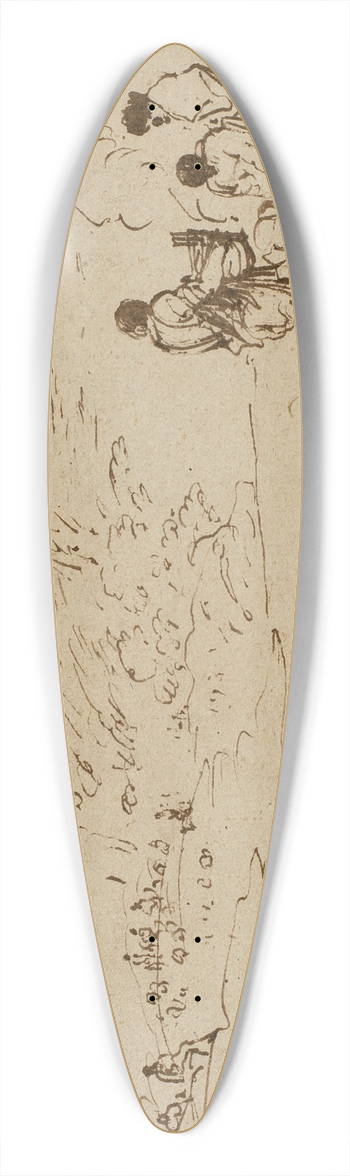 Agostino Tassi - Group of Figures by a River 39.3 inch art pintail longboard deck