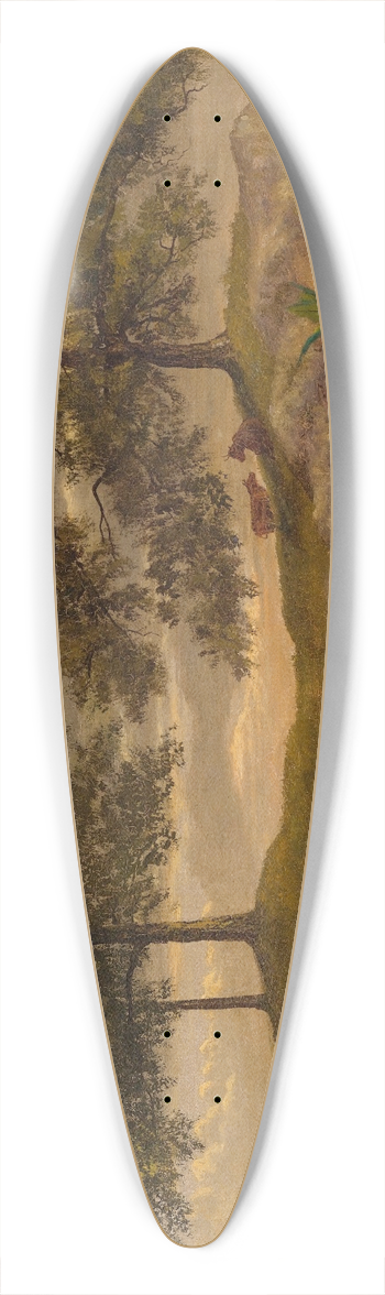 Albert Bierstadt - Landscape With Cows 39.3 inch art pintail longboard deck