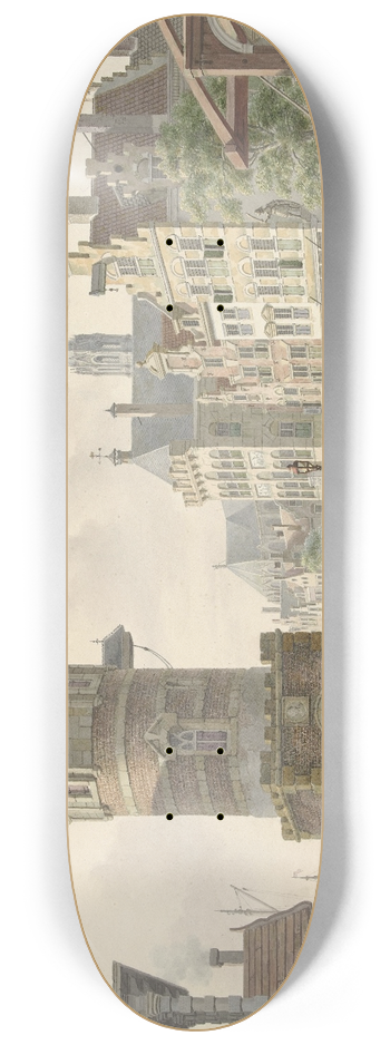Jan Hendrik Verheijen - Gracht in een stad met een torentje bij een stenen brug 8.25 inch art skate deck