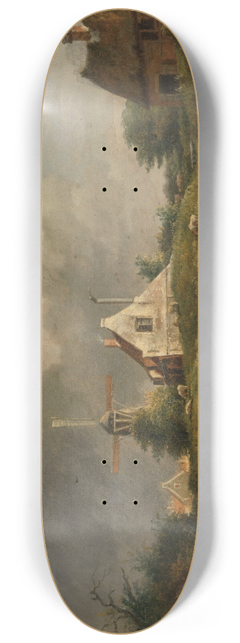 Jan Hulswit - Gezicht aan de vervallen wal te Amsterdam aan de stadszijde tussen de Muiderpoort en de Weesperpoort 8.25 inch art skate deck