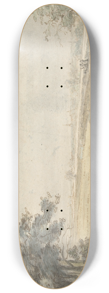 Jan Hulswit - Landschap met een hengelaar aan het water 8.25 inch art skate deck