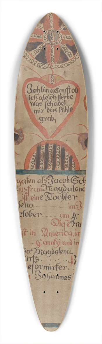 Albert Levone - Pa. German Birth Certificate 39.3 inch art pintail longboard deck