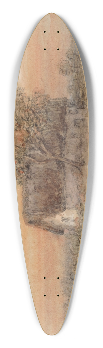 Alexander Schaepkens - Farm with Tree 39.3 inch art pintail longboard deck