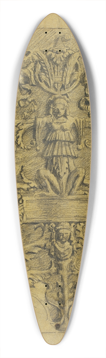 Alfred George Stevens - Decorative Design with Putti and Griffins 39.3 inch art pintail longboard deck