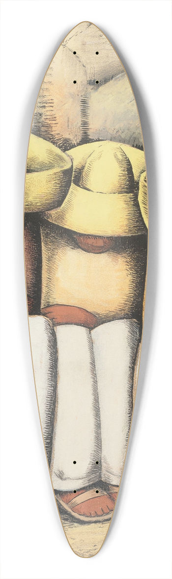 Alfredo Ramos Martnez - Indios en reposo 39.3 inch art pintail longboard deck