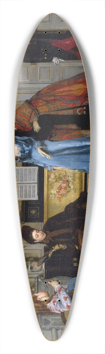 Alfred Stevens - Elegant Figures in a Salon 39.3 inch art pintail longboard deck