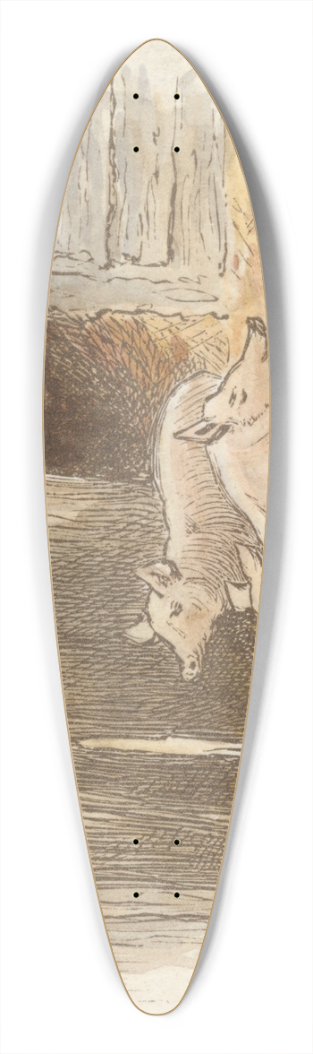 Alfred W. Cooper - The Farmyard (tail piece) 39.3 inch art pintail longboard deck