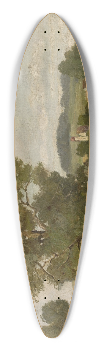 Alfred Zimmermann - Landscape with cows 39.3 inch art pintail longboard deck
