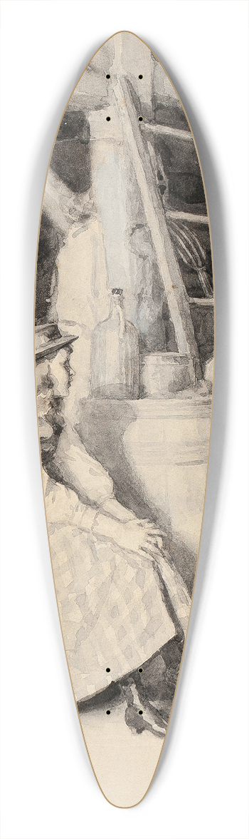 Alice Barber Stephens - Alphonse and Cherry in the Barn 39.3 inch art pintail longboard deck